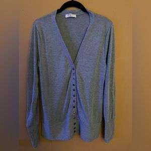 Zenana XL gray long sleeve snap close button cardigan.